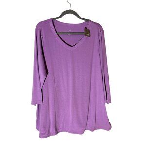 NWT J. Jill Pima 3/4-Sleeve V-Neck Tee Aster Purple 100% Pima Cotton Size XL